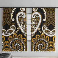 Aotearoa Ngai Te Rangi Window Curtain Maori Tribal Pattern LT05 With Hooks Gold - Polynesian Pride