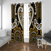 Aotearoa Ngai Te Rangi Window Curtain Maori Tribal Pattern LT05 With Grommets Gold - Polynesian Pride