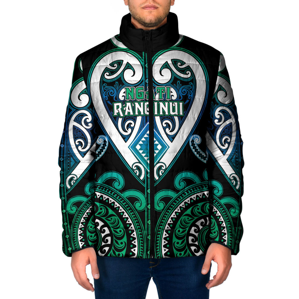 Custom Aotearoa Ngati Ranginui Padded Jacket Maori Tribal Pattern LT05 Men Cyan - Polynesian Pride