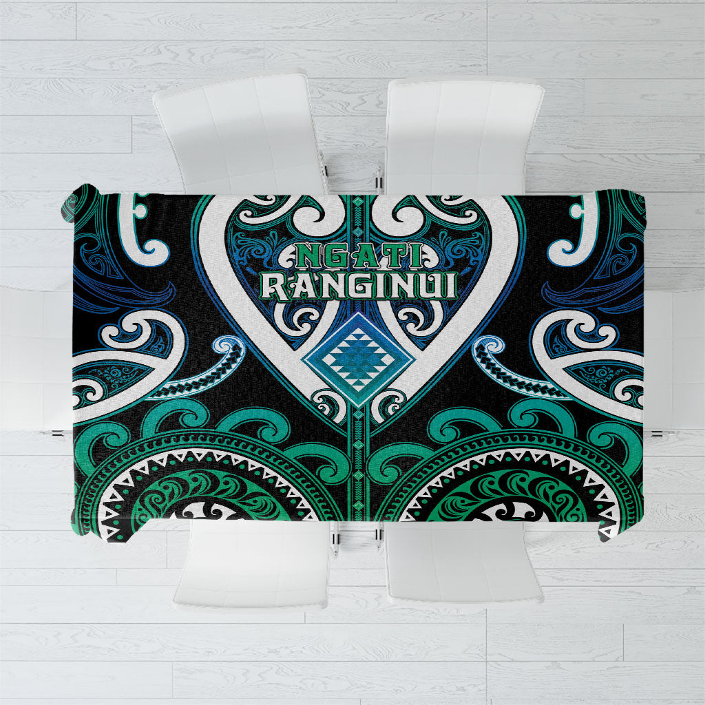 Aotearoa Ngati Ranginui Tablecloth Maori Tribal Pattern LT05 Cyan - Polynesian Pride