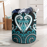 Aotearoa Tapuika Laundry Basket Maori Tribal Pattern LT05 Teal - Polynesian Pride