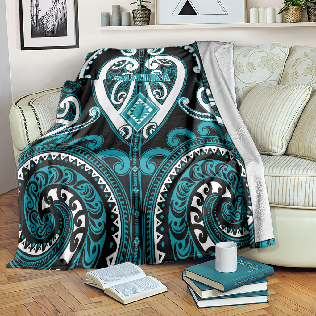 Aotearoa Tapuika Blanket Maori Tribal Pattern LT05 Teal - Polynesian Pride
