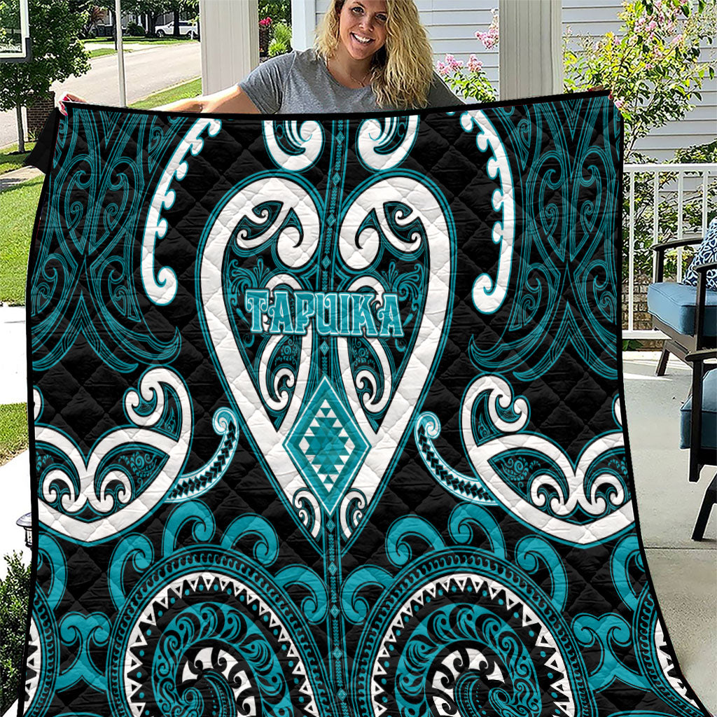 Aotearoa Tapuika Quilt Maori Tribal Pattern LT05 Teal - Polynesian Pride