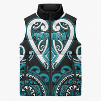 Custom Aotearoa Tapuika Sleeveless Puffer Jacket Maori Tribal Pattern LT05 Unisex Teal - Polynesian Pride