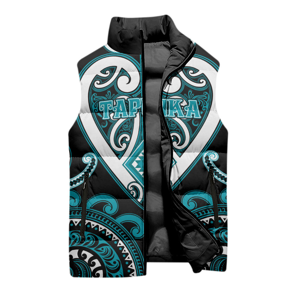 Custom Aotearoa Tapuika Sleeveless Puffer Jacket Maori Tribal Pattern LT05 - Polynesian Pride
