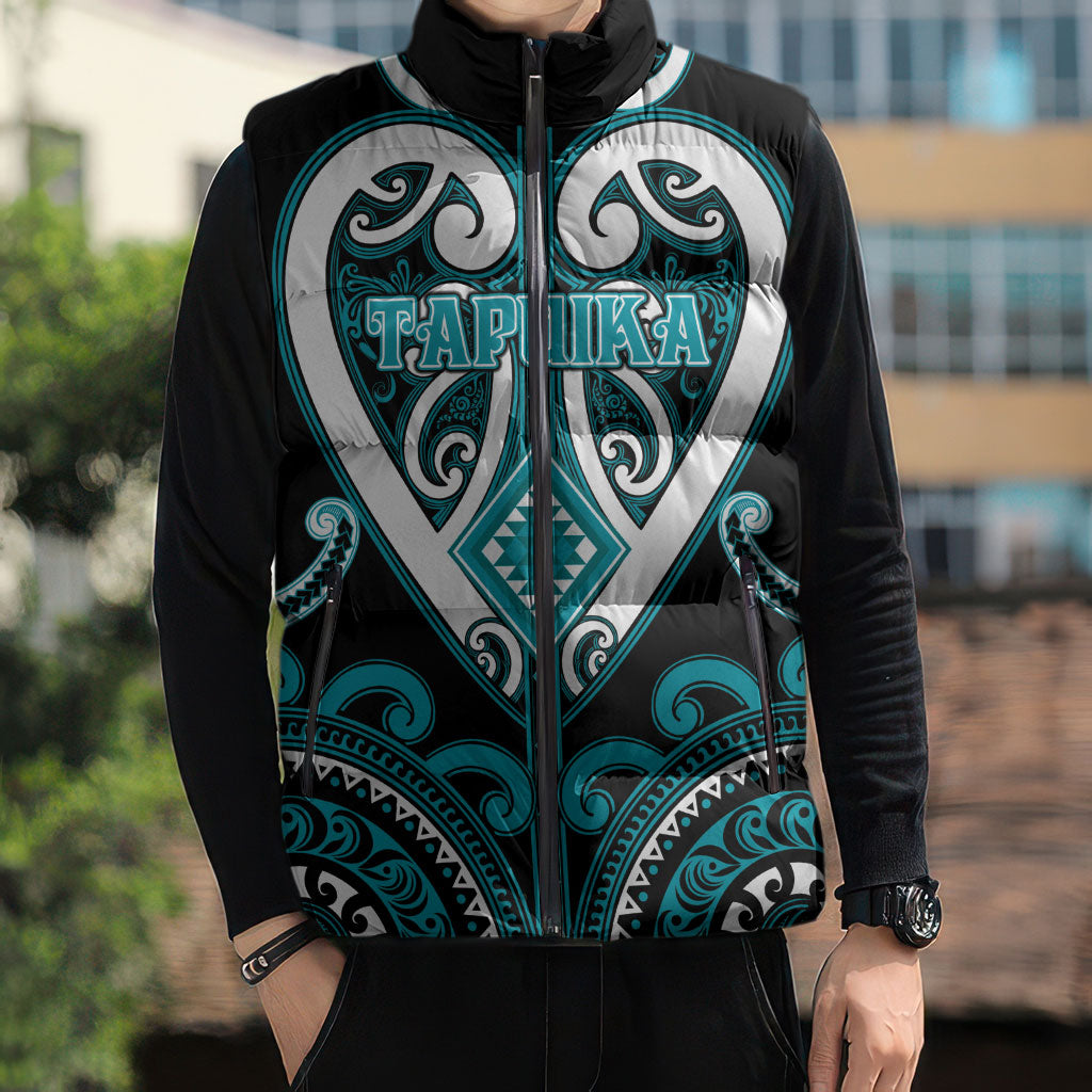 Custom Aotearoa Tapuika Sleeveless Puffer Jacket Maori Tribal Pattern LT05 - Polynesian Pride