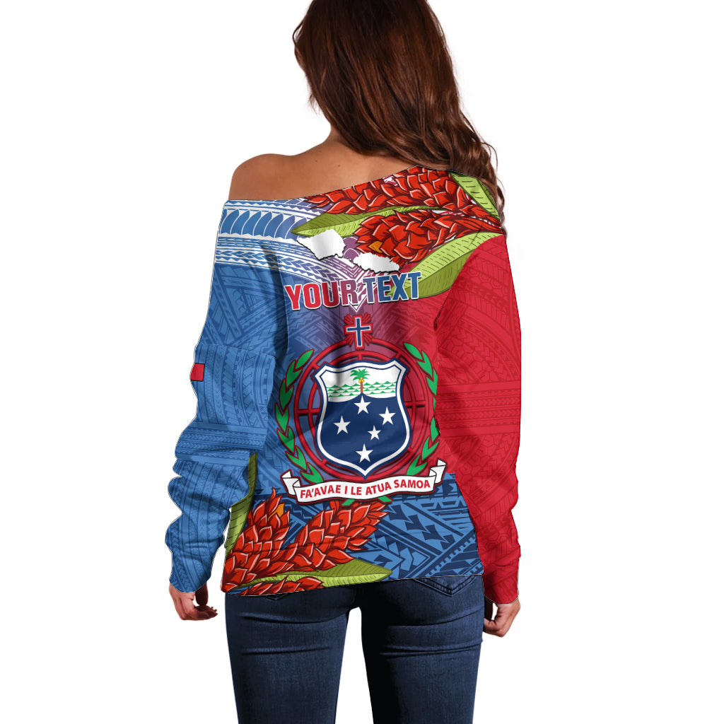 Personalized Samoa Off Shoulder Sweater Teuila Torch Ginger Mix Polynesian Tribal LT05 - Polynesian Pride