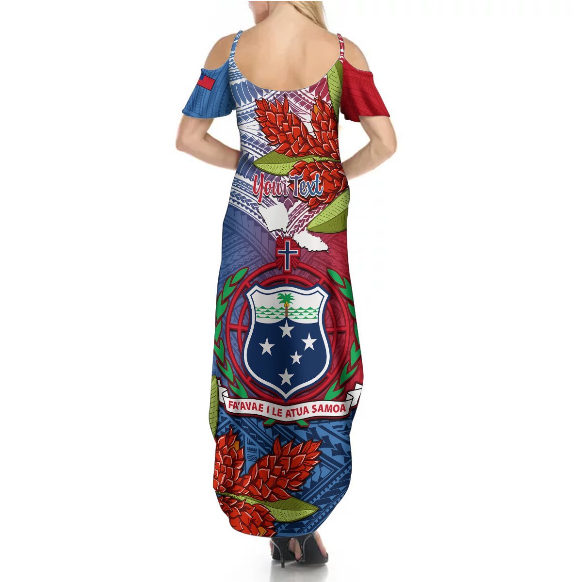 Personalized Samoa Summer Maxi Dress Teuila Torch Ginger Mix Polynesian Tribal LT05 - Polynesian Pride