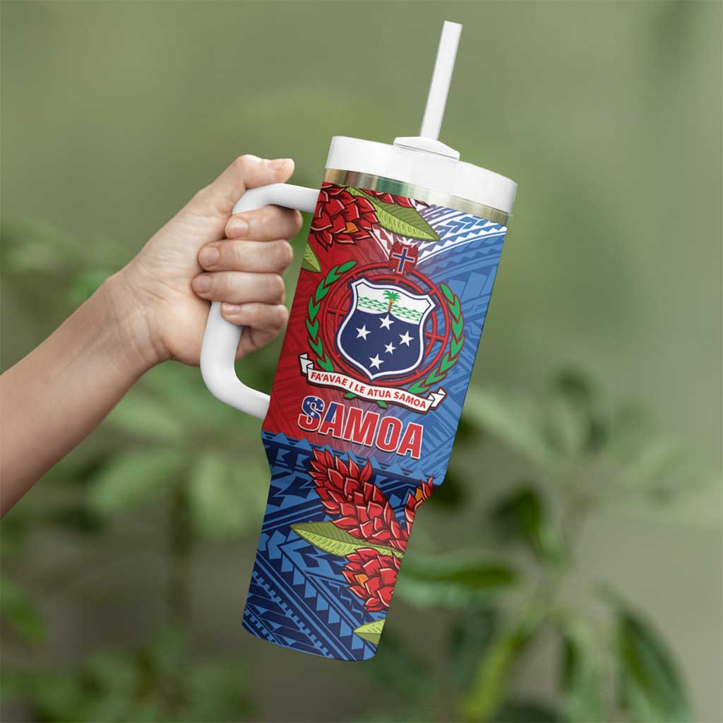 Personalised Samoa Tumbler With Handle Teuila Torch Ginger Mix Polynesian Tribal LT05 - Polynesian Pride