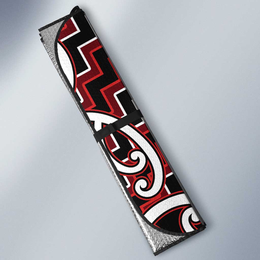 Aotearoa Mana Motuhake Auto Sun Shade Poutama With Maori Pattern LT05 - Polynesian Pride