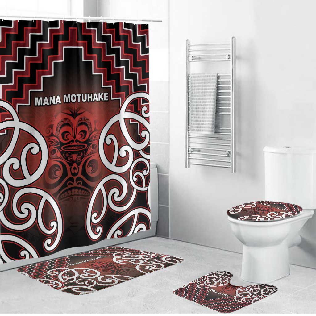Aotearoa Mana Motuhake Bathroom Set Poutama With Maori Pattern LT05 Bathroom Set (4 pcs) Red - Polynesian Pride