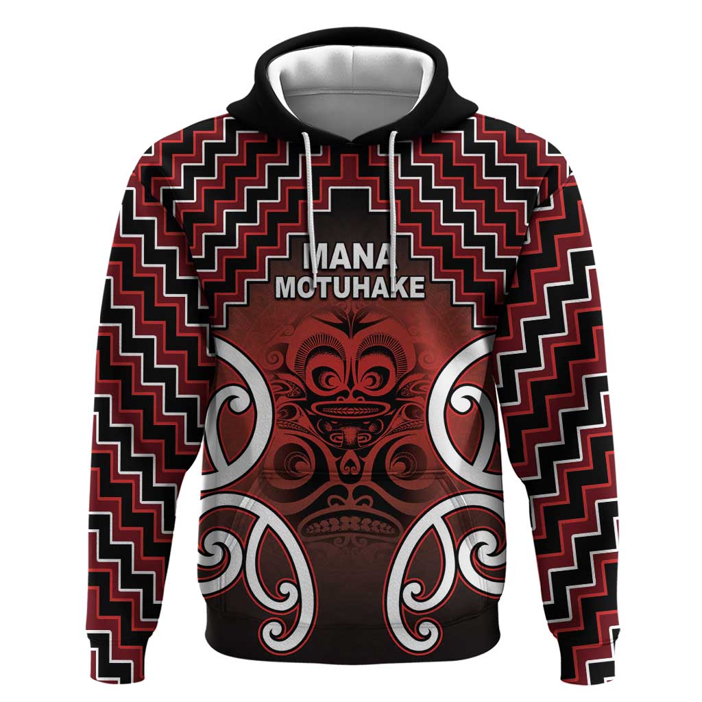Personalised Aotearoa Mana Motuhake Hoodie Poutama With Maori Pattern LT05 Pullover Hoodie Red - Polynesian Pride