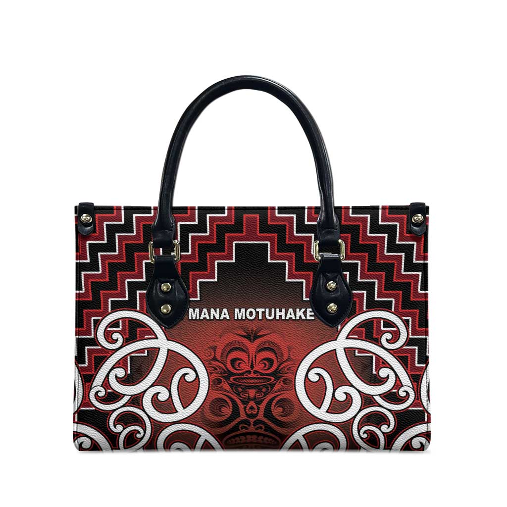 Aotearoa Mana Motuhake Leather Bag Poutama With Maori Pattern LT05 - Polynesian Pride