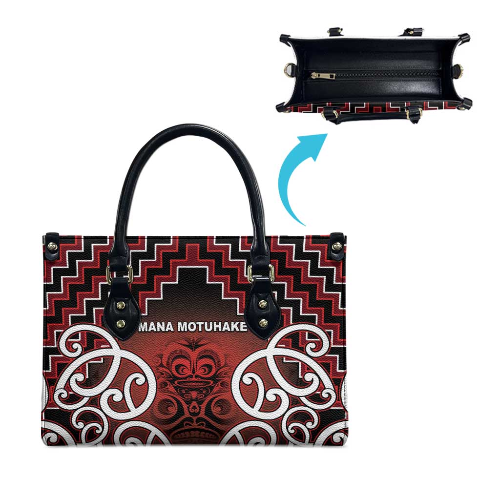 Aotearoa Mana Motuhake Leather Bag Poutama With Maori Pattern LT05 - Polynesian Pride