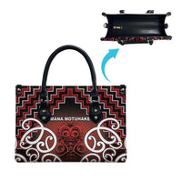 Aotearoa Mana Motuhake Leather Bag Poutama With Maori Pattern LT05 - Polynesian Pride