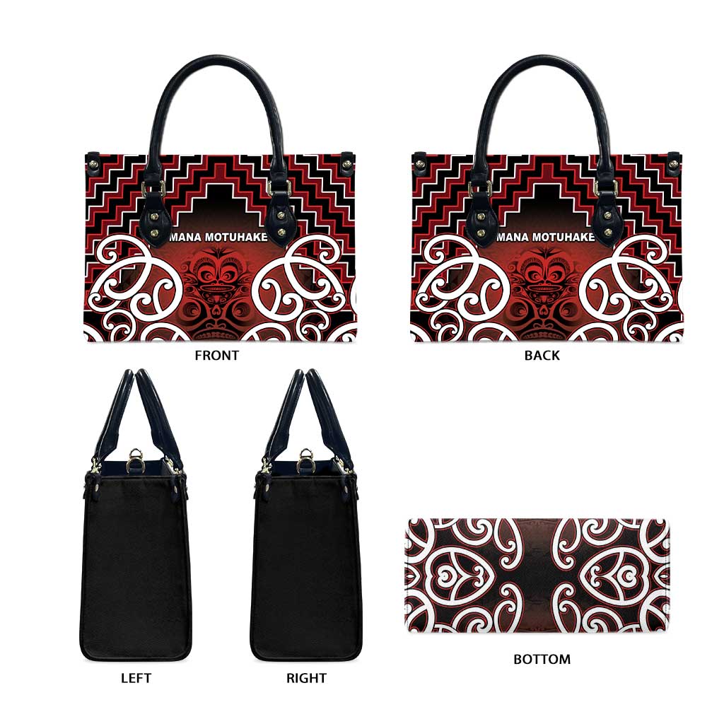Aotearoa Mana Motuhake Leather Bag Poutama With Maori Pattern LT05 - Polynesian Pride