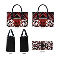 Aotearoa Mana Motuhake Leather Bag Poutama With Maori Pattern LT05 - Polynesian Pride