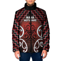 Personalised Aotearoa Mana Motuhake Padded Jacket Poutama With Maori Pattern LT05 Men Red - Polynesian Pride