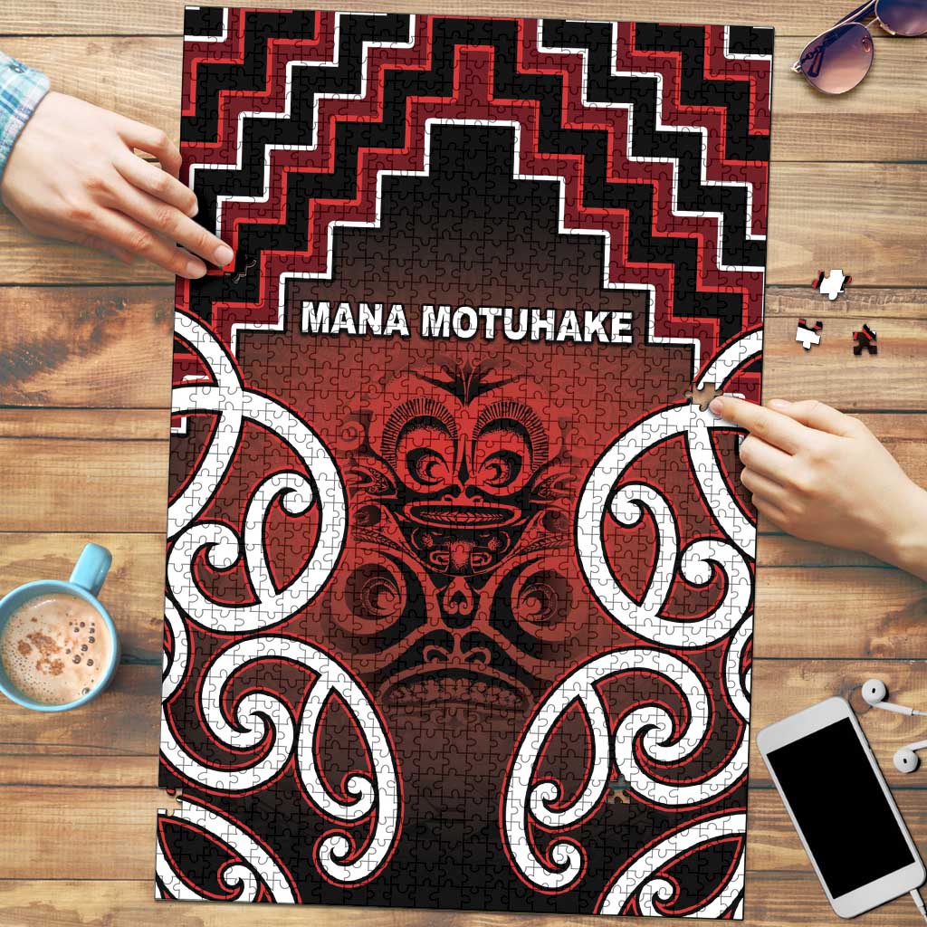 Aotearoa Mana Motuhake Puzzle Poutama With Maori Pattern LT05 Red - Polynesian Pride