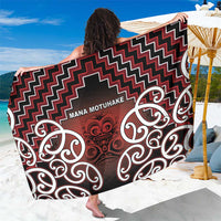 Aotearoa Mana Motuhake Sarong Poutama With Maori Pattern LT05 One Size 44 x 66 inches Red - Polynesian Pride