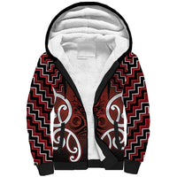 Personalised Aotearoa Mana Motuhake Sherpa Hoodie Poutama With Maori Pattern LT05 Unisex Red - Polynesian Pride