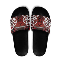 Aotearoa Mana Motuhake Slide Sandals Poutama With Maori Pattern LT05 Red - Polynesian Pride