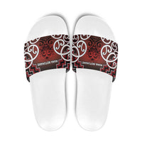 Aotearoa Mana Motuhake Slide Sandals Poutama With Maori Pattern LT05 Red - Polynesian Pride