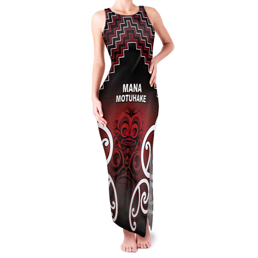 Personalised Aotearoa Mana Motuhake Tank Maxi Dress Poutama With Maori Pattern LT05 Women Red - Polynesian Pride