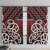 Aotearoa Mana Motuhake Window Curtain Poutama With Maori Pattern LT05 With Hooks Red - Polynesian Pride