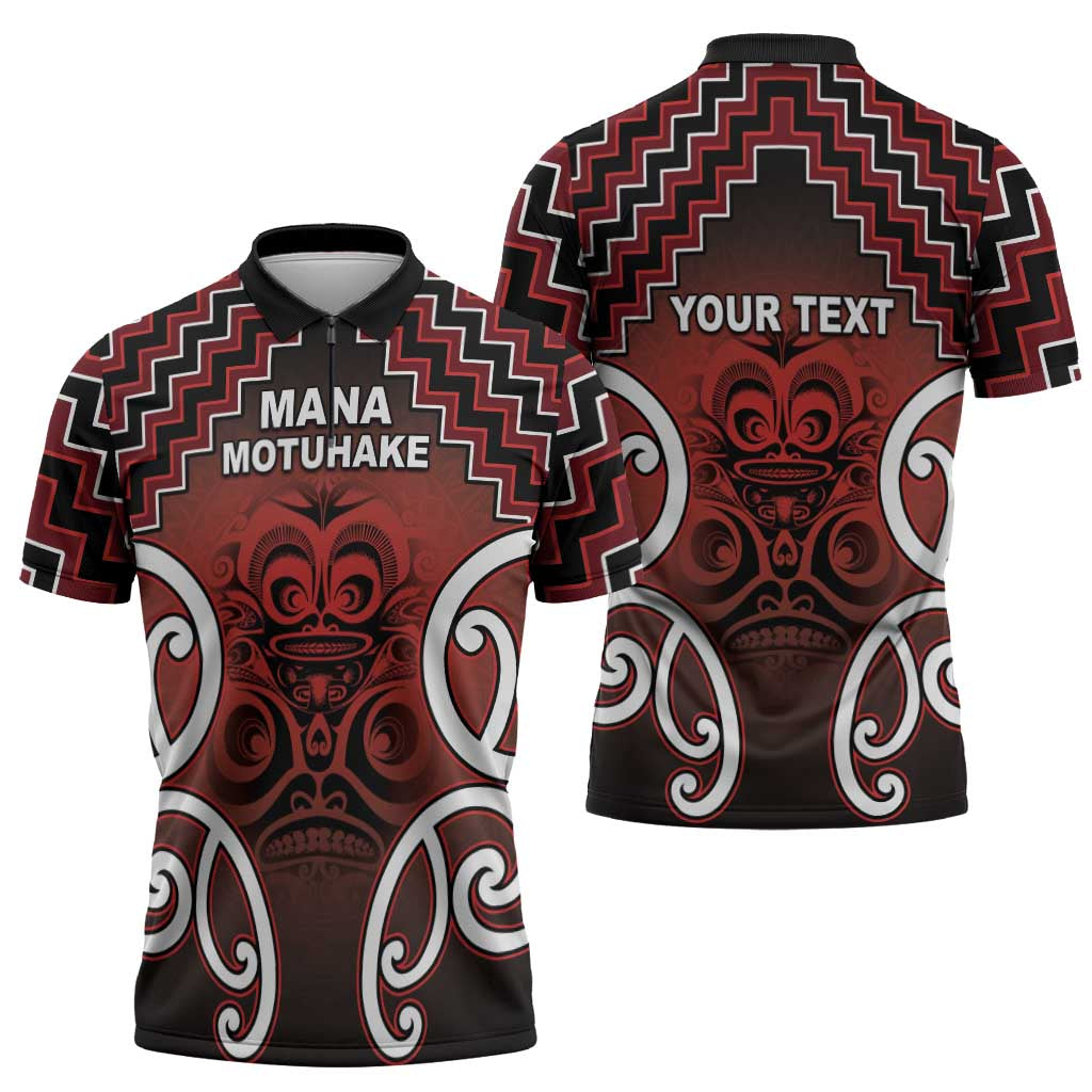 Personalised Aotearoa Mana Motuhake Zipper Polo Shirt Poutama With Maori Pattern LT05 - Polynesian Pride