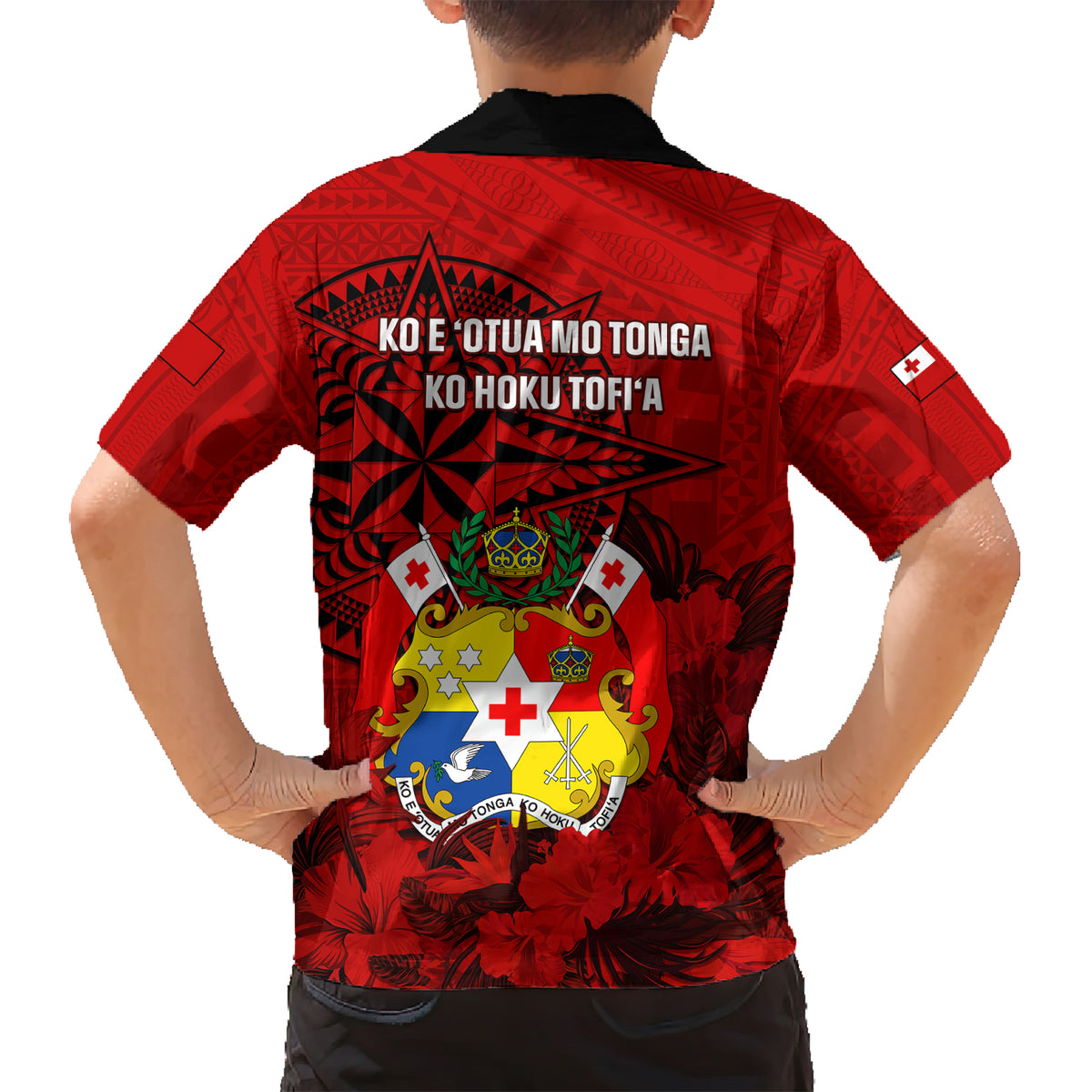 Tonga King Tupou I Day Kid Hawaiian Shirt Tropical Flowers With Ngatu Pattern LT05 - Polynesian Pride