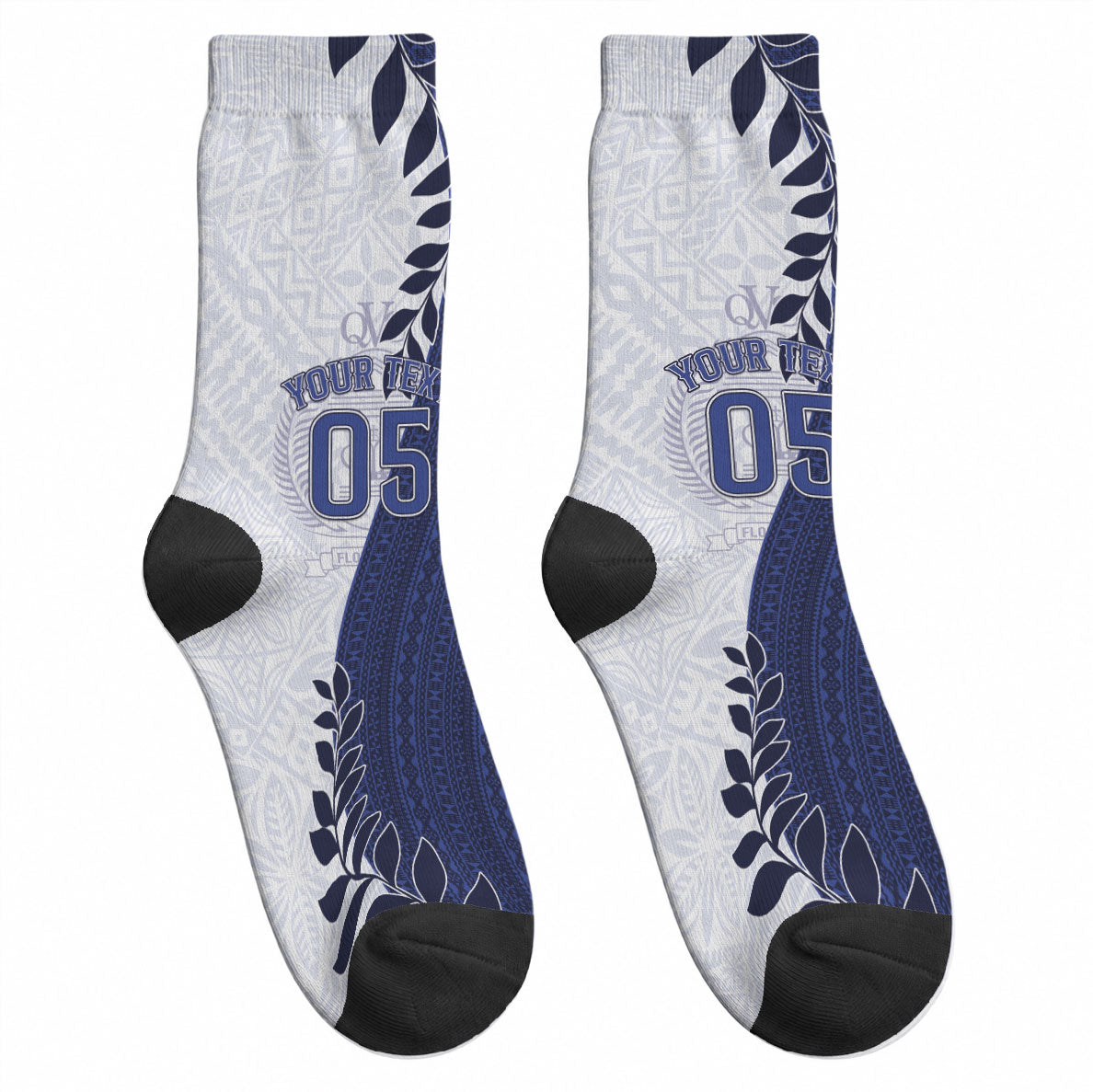 Custom Fiji Queen Victoria School Crew Socks 120 Years Anniversary LT05 - Polynesian Pride