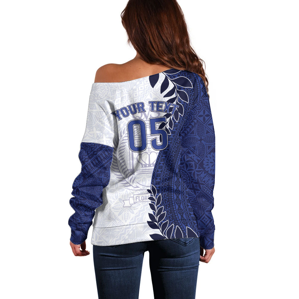 Custom Fiji Queen Victoria School Off Shoulder Sweater 120 Years Anniversary LT05 - Polynesian Pride