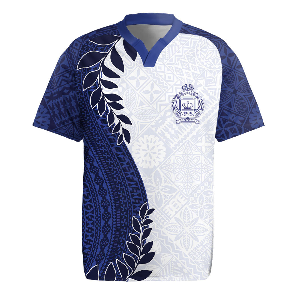 Custom Fiji Queen Victoria School Rugby Jersey 120 Years Anniversary LT05 White - Polynesian Pride