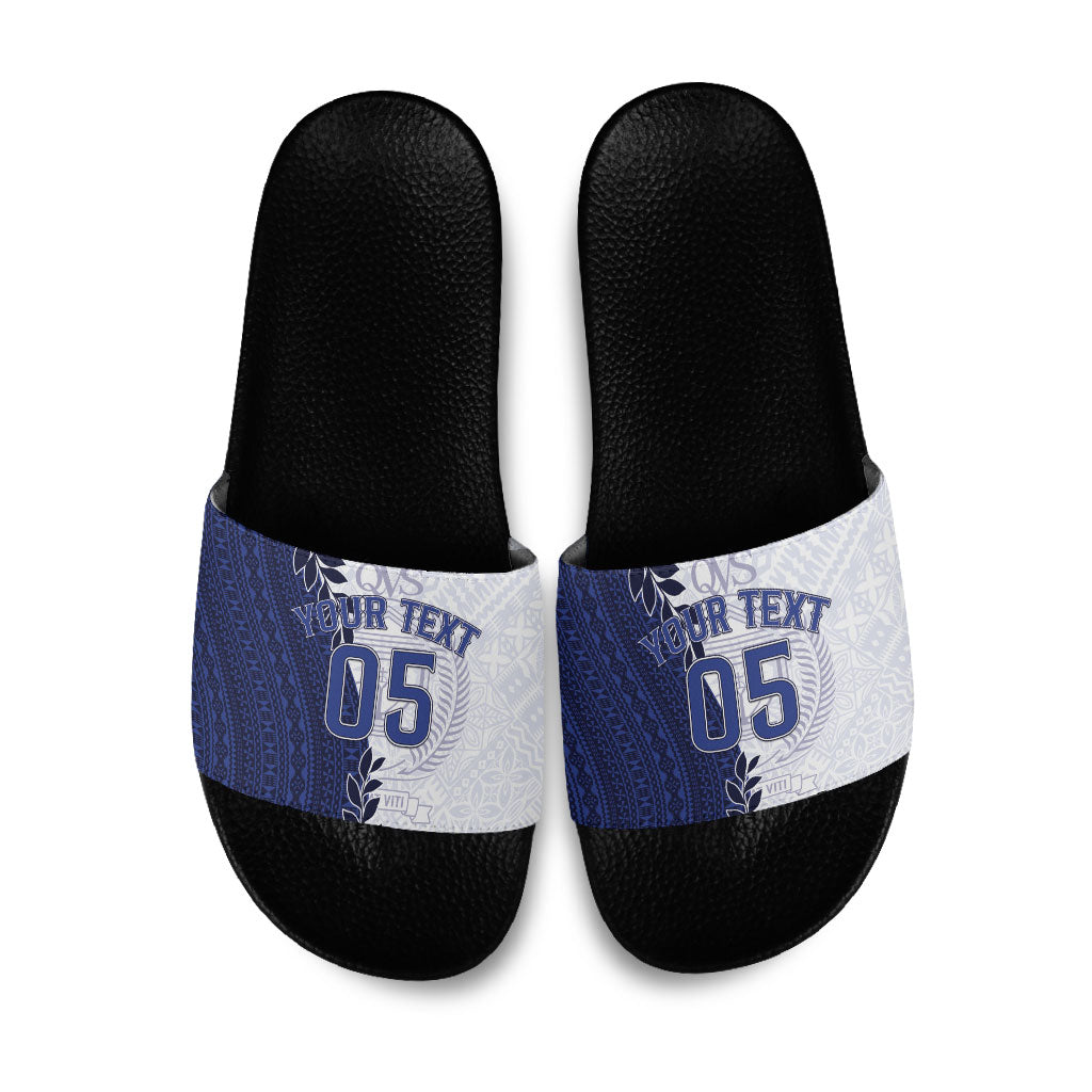 Custom Fiji Queen Victoria School Slide Sandals 120 Years Anniversary LT05 White - Polynesian Pride
