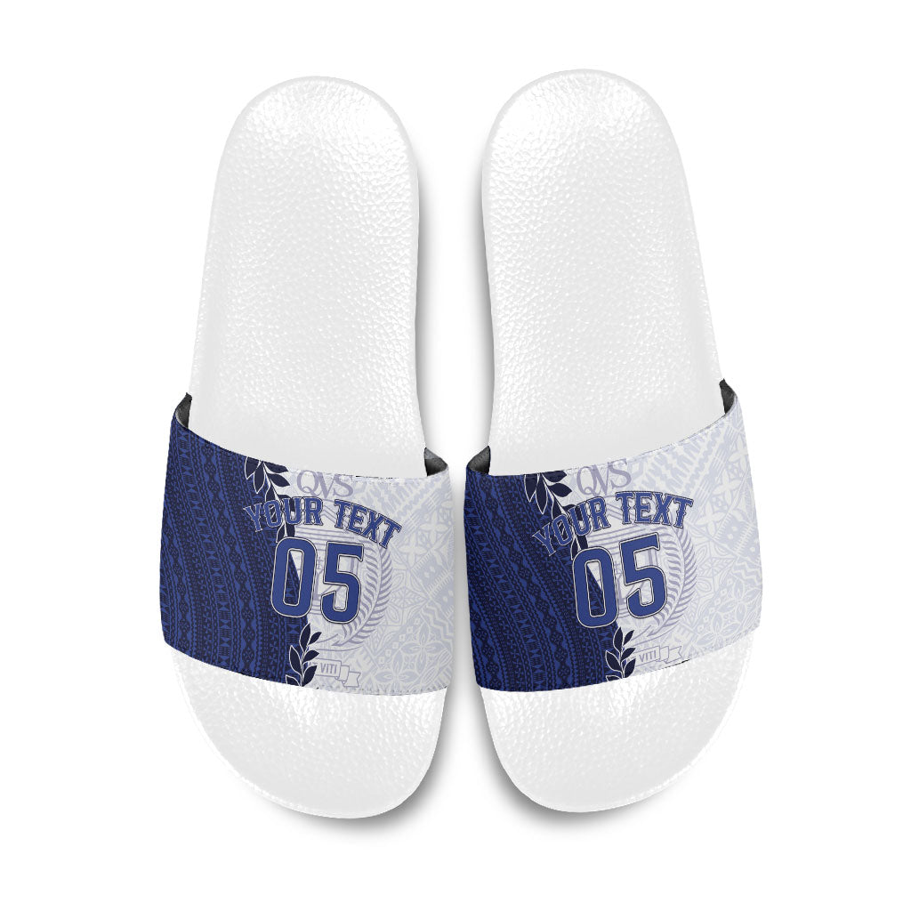 Custom Fiji Queen Victoria School Slide Sandals 120 Years Anniversary LT05 White - Polynesian Pride