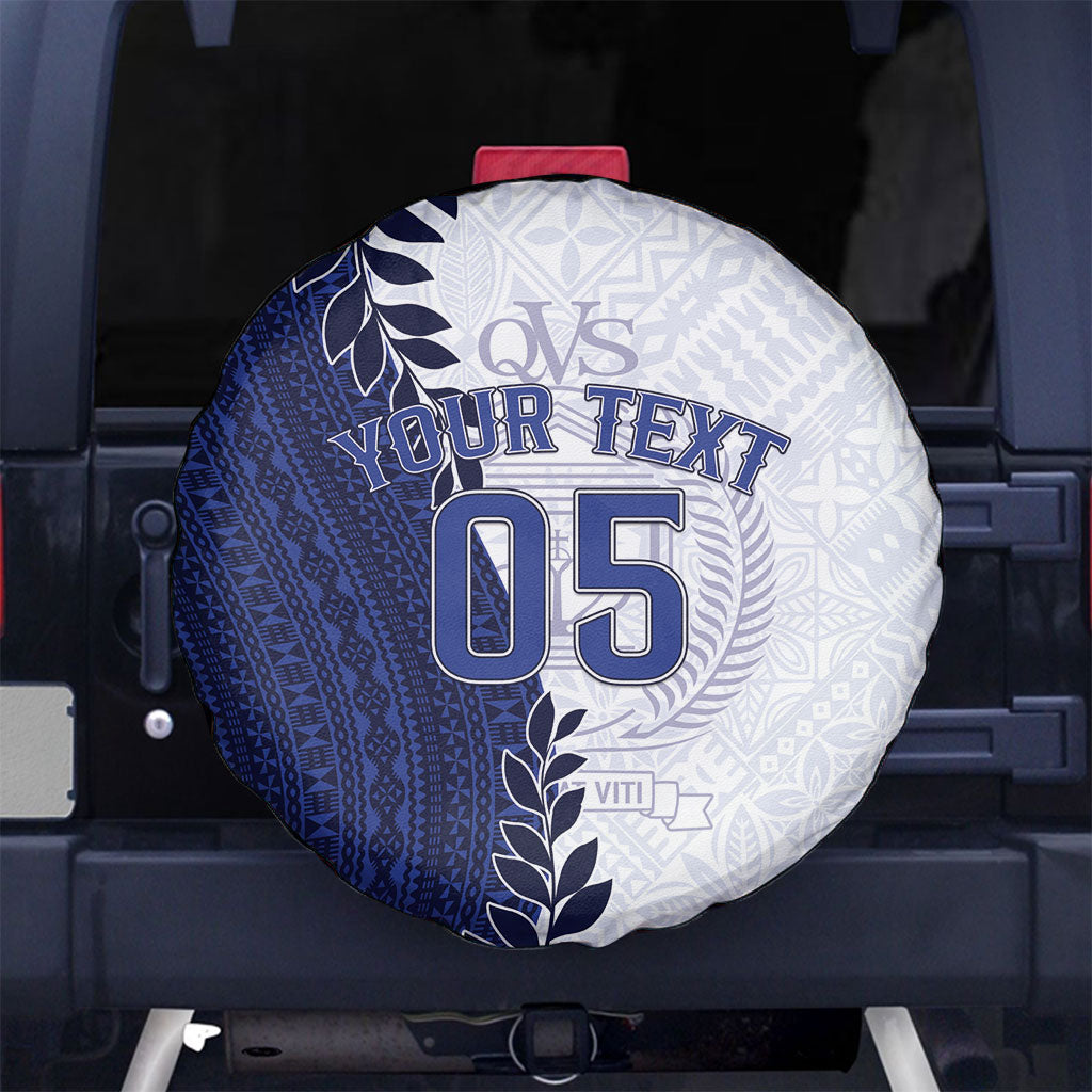 Custom Fiji Queen Victoria School Spare Tire Cover 120 Years Anniversary LT05 No hole White - Polynesian Pride