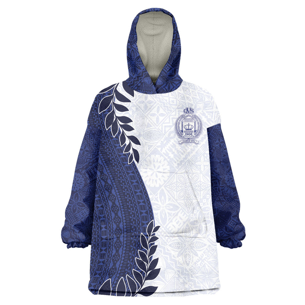 Custom Fiji Queen Victoria School Wearable Blanket Hoodie 120 Years Anniversary LT05 One Size White - Polynesian Pride