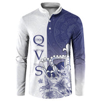 Personalised Fiji Queen Victoria School 1906 Button Sweatshirt Floreat Viti LT05 Navy - Polynesian Pride