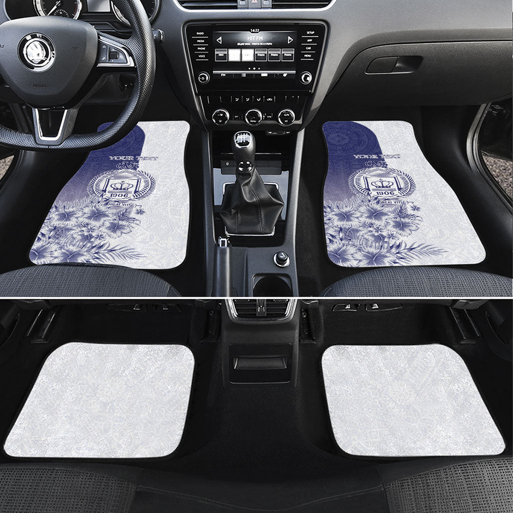 Personalised Fiji Queen Victoria School 1906 Car Mats Floreat Viti LT05 Set 4pcs Navy - Polynesian Pride