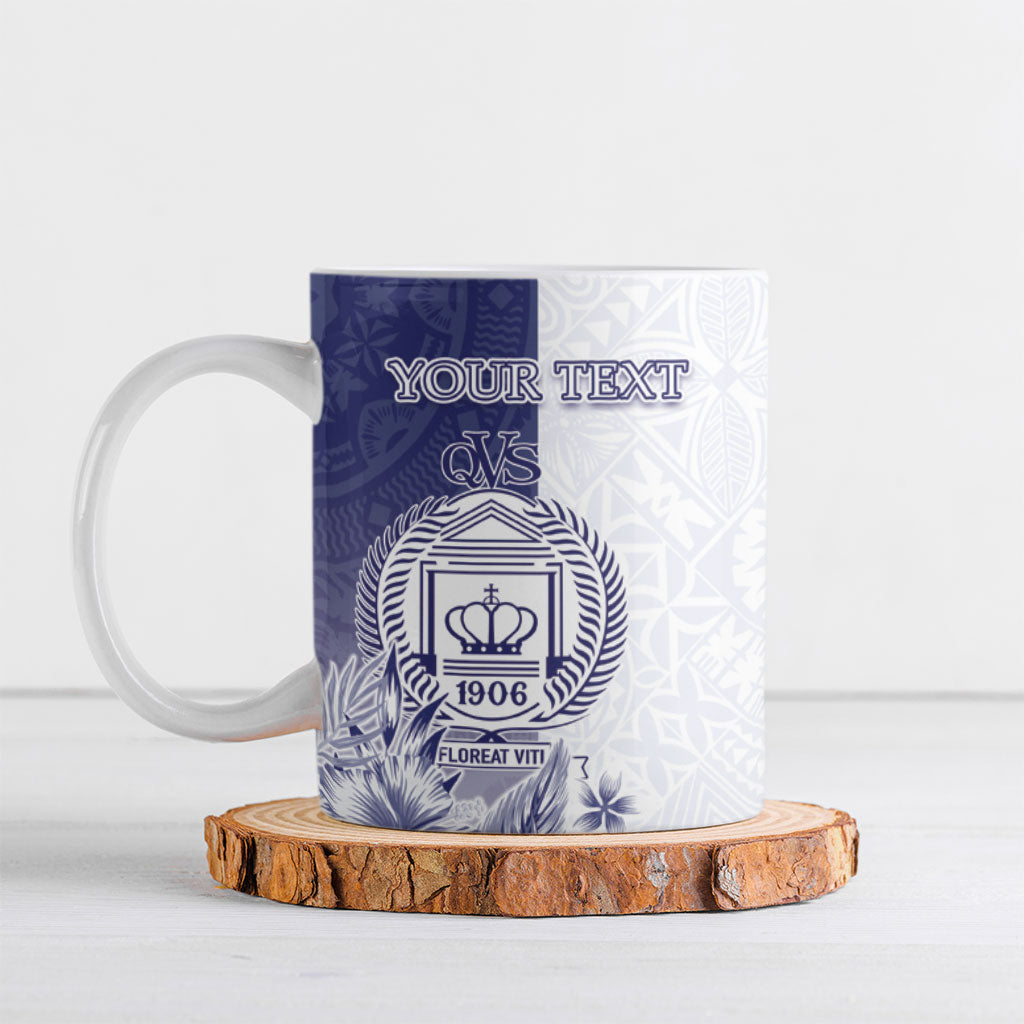 Personalised Fiji Queen Victoria School 1906 Ceramic Mug Floreat Viti LT05 Navy - Polynesian Pride