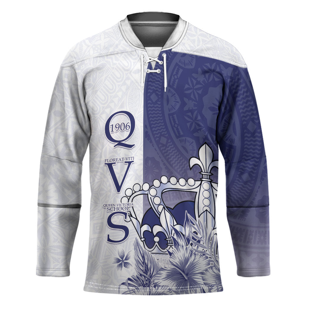Personalised Fiji Queen Victoria School 1906 Hockey Jersey Floreat Viti LT05 Unisex Navy - Polynesian Pride