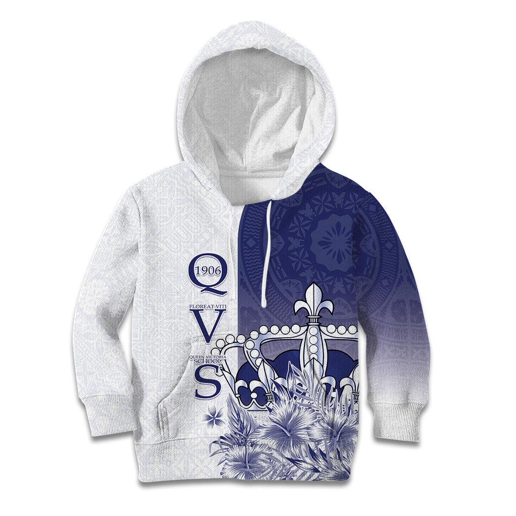 Personalised Fiji Queen Victoria School 1906 Kid Hoodie Floreat Viti LT05 Hoodie Navy - Polynesian Pride