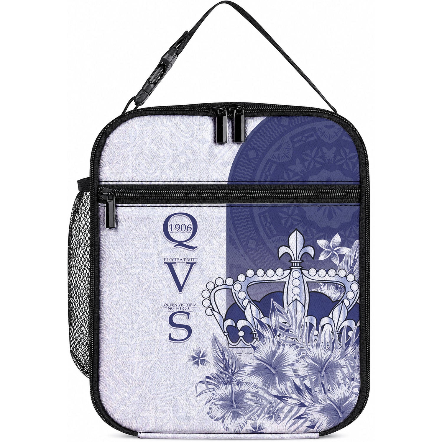 Fiji Queen Victoria School 1906 Lunch Bag Floreat Viti LT05 10.2 × 8.3 × 4.3 inch Navy - Polynesian Pride