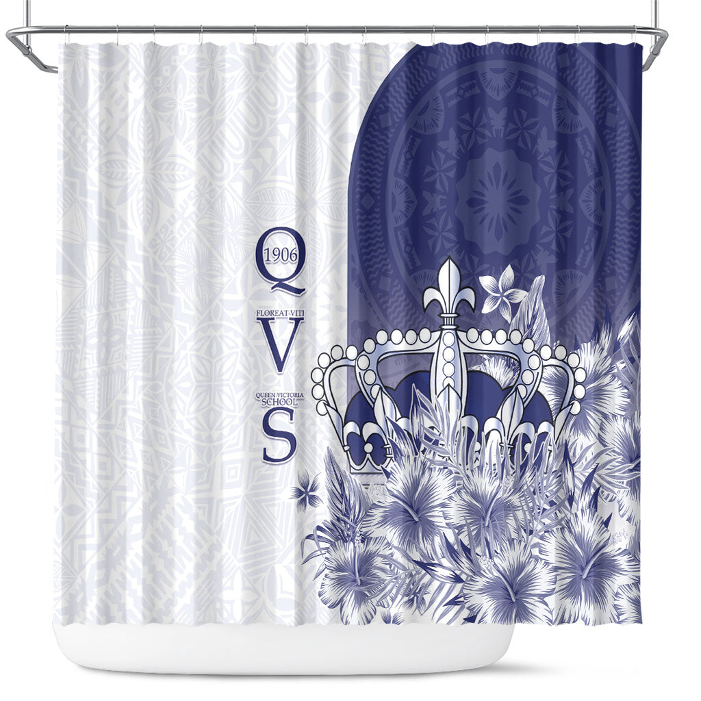 Fiji Queen Victoria School 1906 Shower Curtain Floreat Viti LT05 Navy - Polynesian Pride