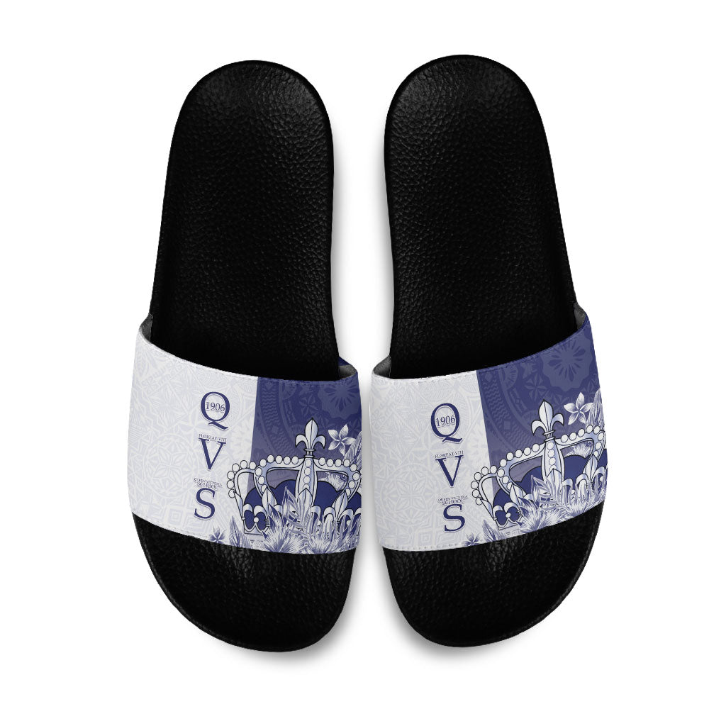 Fiji Queen Victoria School 1906 Slide Sandals Floreat Viti LT05 Navy - Polynesian Pride