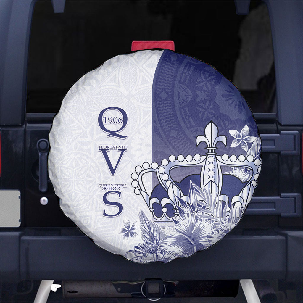 Fiji Queen Victoria School 1906 Spare Tire Cover Floreat Viti LT05 No hole Navy - Polynesian Pride