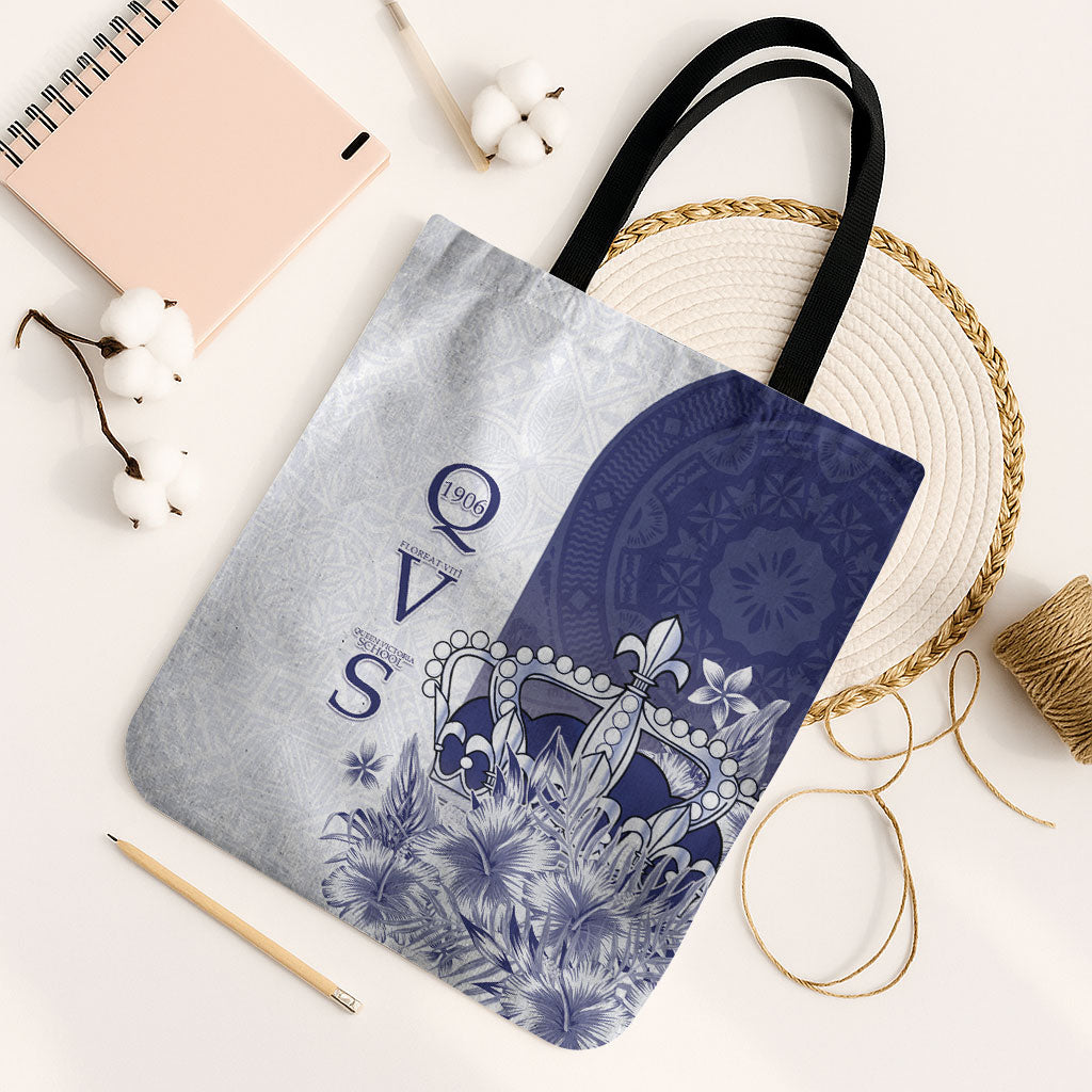 Fiji Queen Victoria School 1906 Tote Bag Floreat Viti LT05 Black Strap One Size Navy - Polynesian Pride