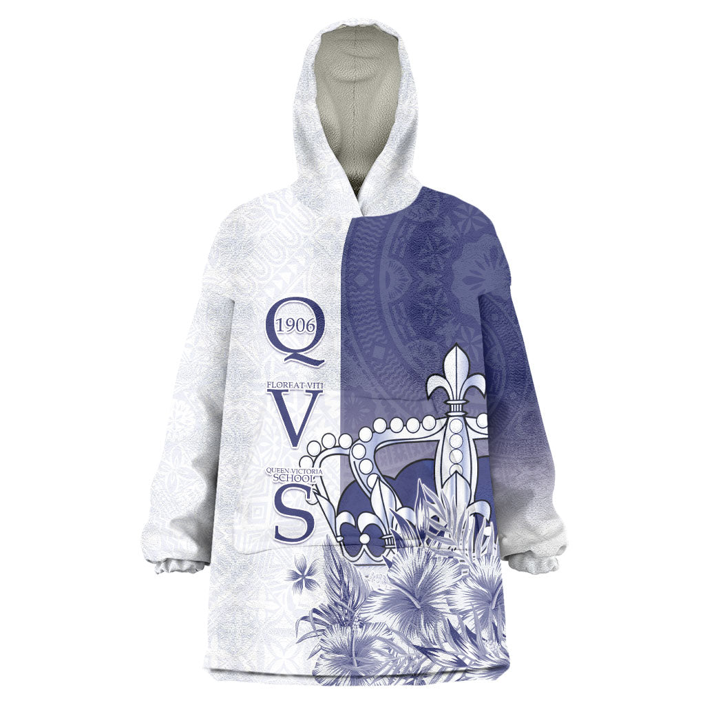Personalised Fiji Queen Victoria School 1906 Wearable Blanket Hoodie Floreat Viti LT05 One Size Navy - Polynesian Pride