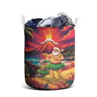 Hawaii Volcano Christmas Laundry Basket Hula Santa And Monk Seal LT05 - Polynesian Pride